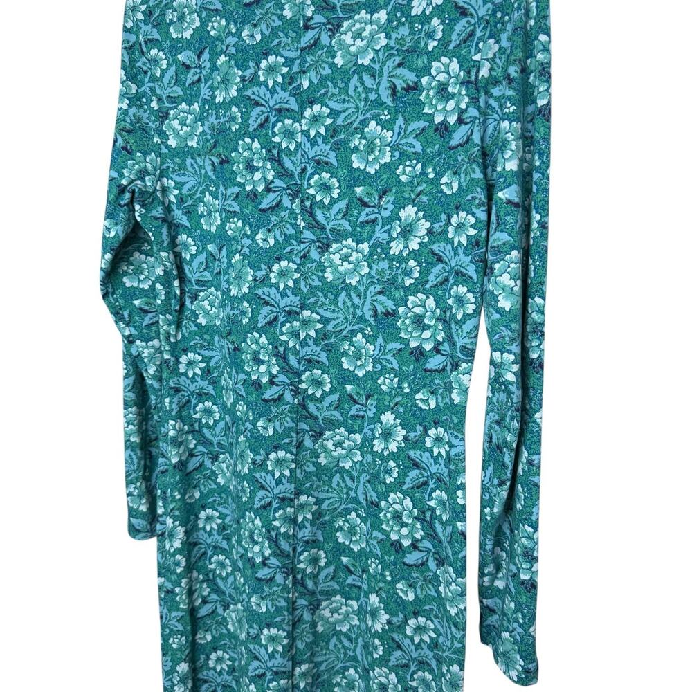 Peruvian Connection Floriana Midi Dress Long Sleeve Floral Blue Green Medium - Picture 10 of 11
